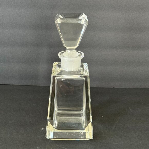 Vitg Clear Mid Century Geometric Crystal Decanter Bottle 9" Diamond-Shaped Stopp - Picture 4 of 6